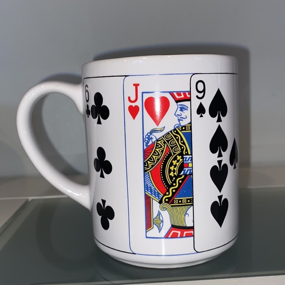 Vintage 4 PC Set Playing Card Ceramic Mugs-CBK 1991-Gold Trim-Great Condition - Picture 7 of 14